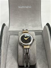 Movado Harmony Black Dial 2 Tone Stainless Ladies Swiss